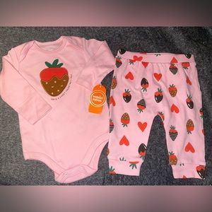 Brand New Baby Girl Wonder Nation Have a Sweet Valentines Outfit 6-9M Strawberry